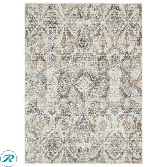 (1) New- allen + roth 5 x 7 (ft) Beige Rectangular Indoor Pet Friendly Area rug - Roller Auctions