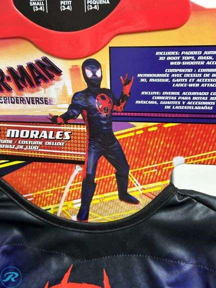 Kid's Fireman Costume, Age 5-6- New/ Has a Tear; Kid's Spiderman Costume, Miles Edition, Age 3-4- New - Roller Auctions