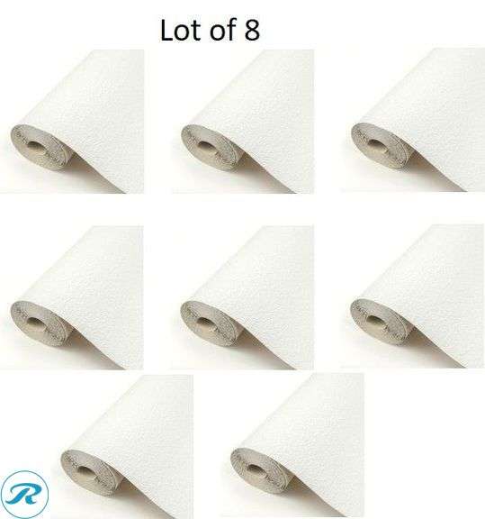 (11) New- (3) Scott Living 56.4-sq ft White Vinyl Paintable Textured Abstract 3D Prepasted Water Activated Paste Wallpaper (8) Scott Living 56.4-sq ft White Vinyl Paintable Textured Abstract 3D Prepasted Water Activated Paste Wallpaper - Roller Auctions