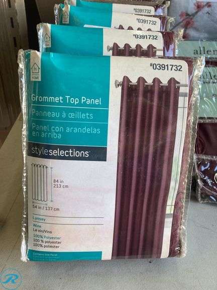 (13) New- Assorted Home Supply Includes (7) curtain panels 54" x 84" Wine Color (4) Pillow Cover 18" x 18 Wine Color (2) Shower Curtains 70" x 72" Gray with Coral flowers - Roller Auctions