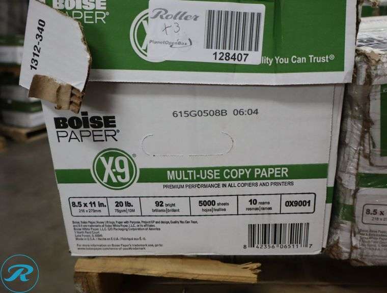 (3) Boise Paper X9 - 5000pc Per Case, 8.5" x 11", 92 Brightness, 20 Pounds - New/Damaged Box/Few Damaged - Roller Auctions