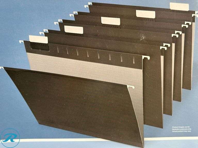 (8) Office Depot® Brand Hanging File Folders, 1/5-Cut, Letter Size, Black, Pack Of 25 Folders- New/ Damaged Boxes - Roller Auctions