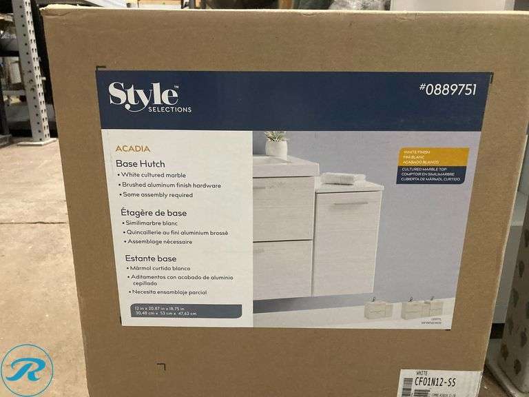 (1) New- Style Selections Acadia 12-in White Floating Bathroom Vanity with White Cultured Marble Top - Roller Auctions