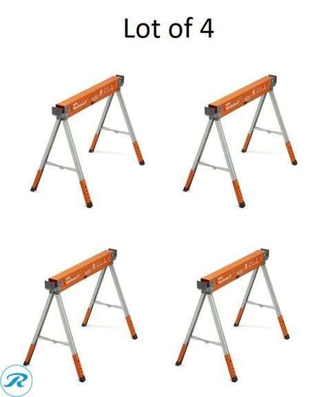 (4) New- BORA Workhorse XT 38-in W x 30-in H Adjustable Steel Saw Horse ( 1350-lb Capacity) - Roller Auctions