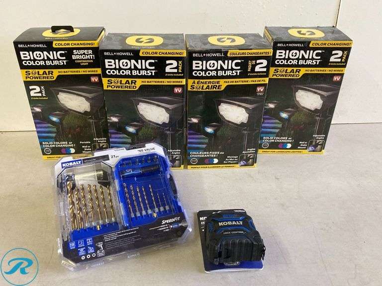 (6) New- Assorted Tools and lightening (drill bit set, tape measure & bionic lightening) - Roller Auctions