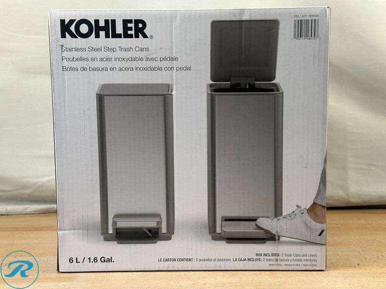Kohler 6L Step Trash Can, 2-pack - New - Roller Auctions