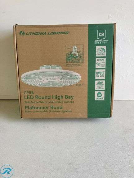 (1) New- Lithonia Lighting 15.14-in x 15.14-in 1 -Light 27000 -Lumen Adjustable Lumens 5000-K Switchable white LED High Bay Light - Roller Auctions