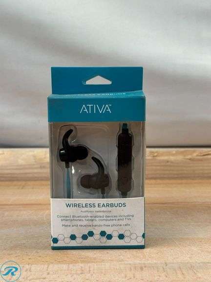 (3) Ativa™: Bluetooth® Earbud Headphones, Gray- New; (3) Ativa™: Bluetooth® Earbud Headphones, Teal- New;(2) Tribe: Wonder Woman Earbuds-  New - Roller Auctions