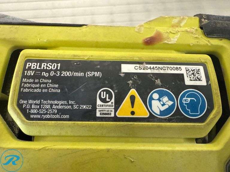 Ryobi PBLRS01 18V Cordless Reciprocating Saw - Roller Auctions
