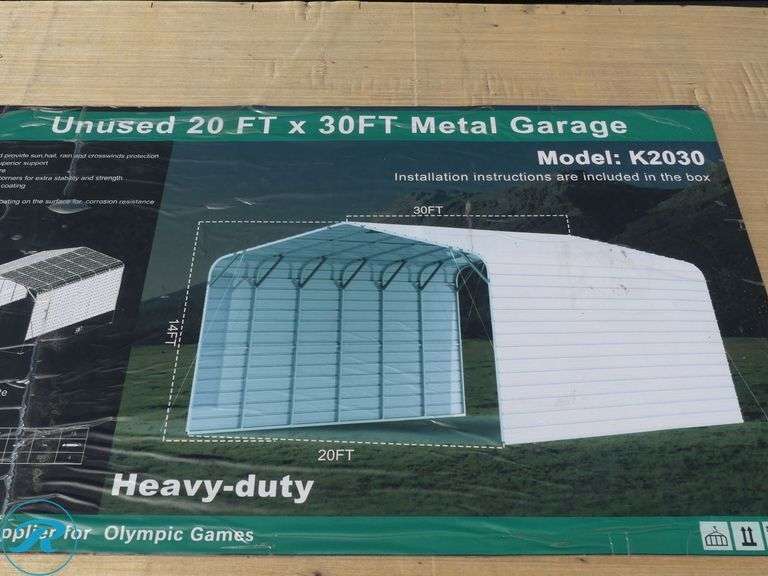 New KJ K2030 Metal Garage, 30' x 20' x 14' High - Roller Auctions