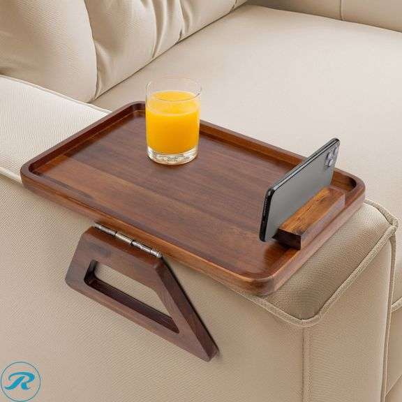 (3) Smart Design Acacia Armrest Tray - New - (1) New/ (2) Like New - Roller Auctions
