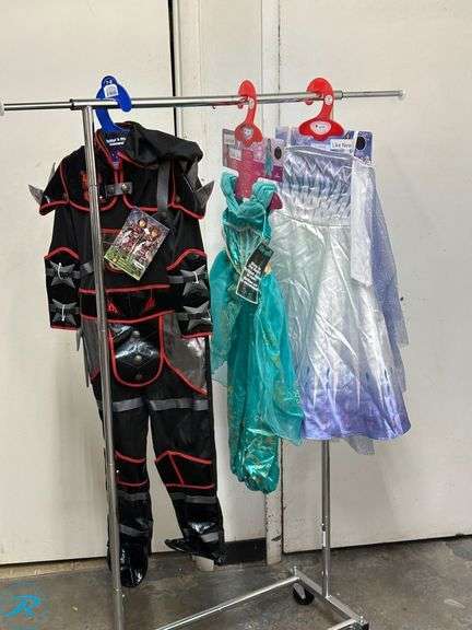 (2) Disney Princess Costumes, Age 3-4- Like New/ (1) Has Dirt on the Back of Dress; Ninja Costume(No Ninja Star), Age 7-8- Like New