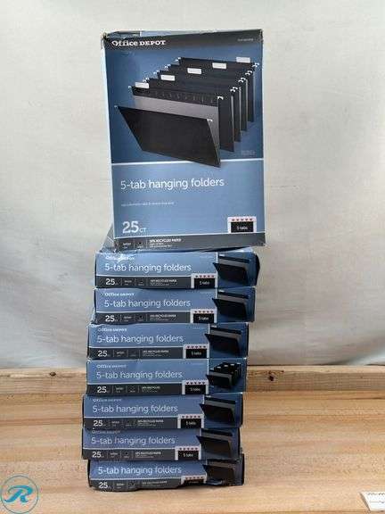 (8) Office Depot® Brand Hanging File Folders, 1/5-Cut, Letter Size, Black, Pack Of 25 Folders- New/ Damaged Boxes - Roller Auctions