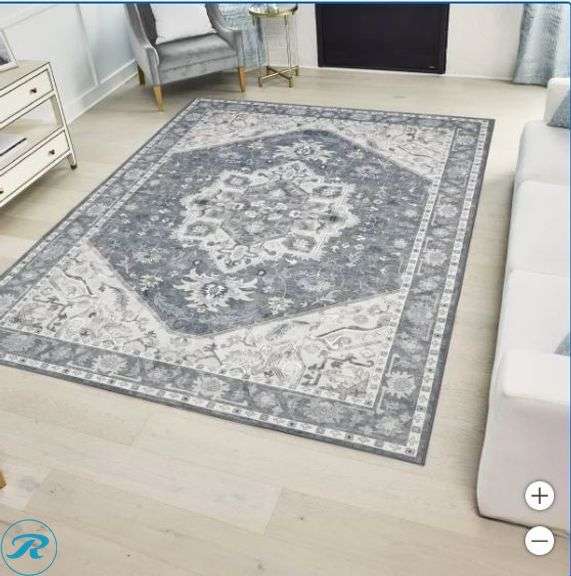 Wyatt & Ash: Washable Indoor Area Rug, Darya 5'3" x 7'5"- Like New; Door Mat- Like New - Roller Auctions
