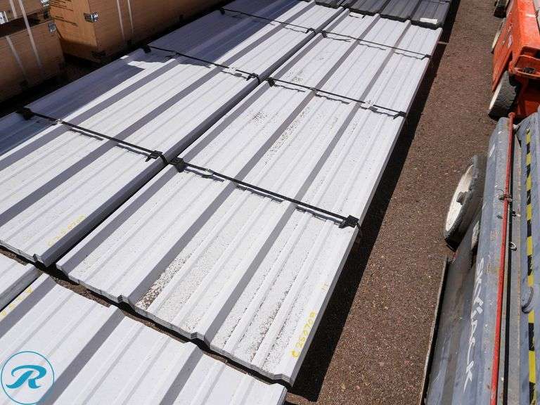 (50) New 28-Gauge Painted Galvanized R-Panels, 12' Long, 36" Coverage, White - Roller Auctions