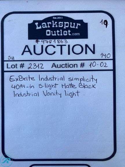(1) ExBrite Industrial simplicity 40.94-in 5 -Light Matte Black Industrial Vanity light - Roller Auctions