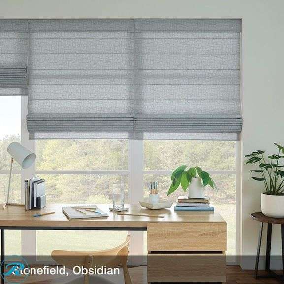 (1) New- Bali  Custom Classic Roman shade 75.5" x 96" Maze Color pattern (see photo for color and design) - Roller Auctions