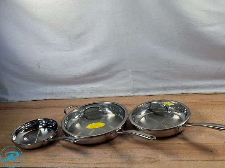 Cuisinart Tri-Ply Clad Stainless Steel 5-piece Skillet Set - Like New - Roller Auctions