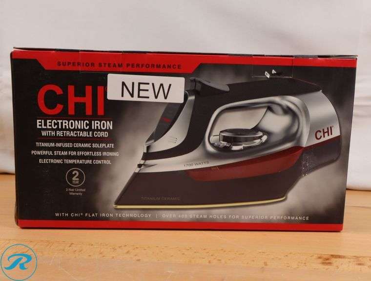 CHI Electronic Clothing Iron with Retractable Cord - New - Roller Auctions