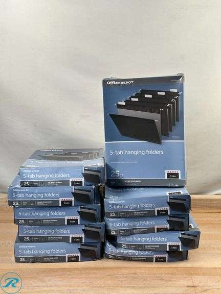 (10) Office Depot® Brand Hanging File Folders, 1/5-Cut, Letter Size, Black, Pack Of 25 Folders- New/ Damaged Boxes - Roller Auctions