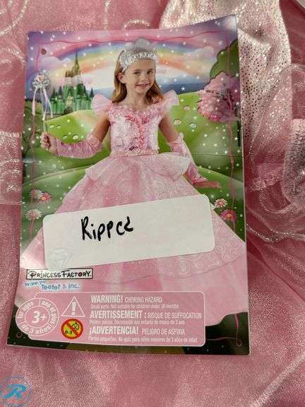 (4) Princess Costume- (3) Age 3-4- Used/ Ripped/ Missing a few Accessories, (1) Age 5-6- Used/ Ripped