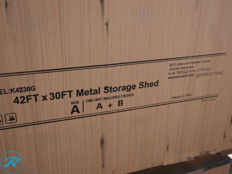 New KJ K4230G Metal Storage Shed, 42' x 30' - Roller Auctions