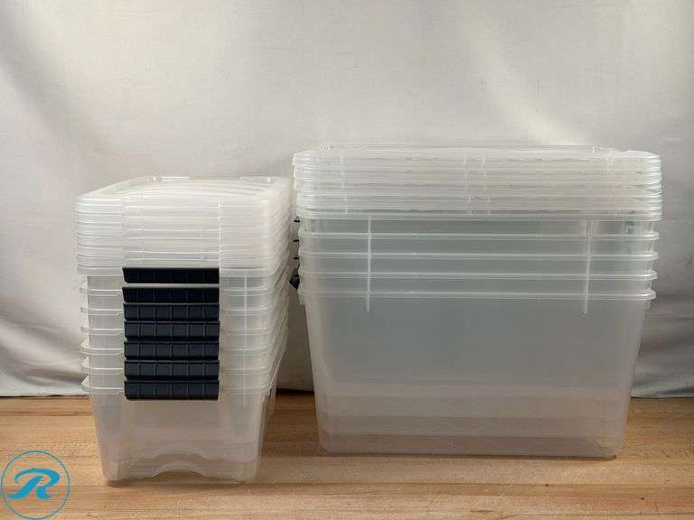 (5) Greenmade: InstaView 45 Quart Multi-Use Storage Container- New; (7) IRIS: 12.9 Quart Buckle Up Storage Bin- New - Roller Auctions