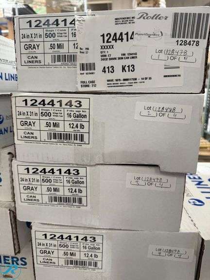 (4) Shark Skin 0.5-mil Regular Can Liners, 16 Gallons, 24" x 32", Gray, Pack Of 500 - New - Roller Auctions