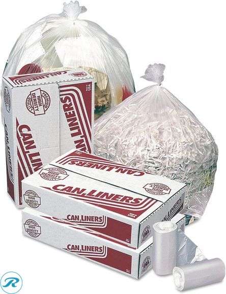 (4) High-Density Mini-Roll Can Liners, 40-45gal, 12 mic, 40 x 48, Natural (Case of 250), MR40482MC - New