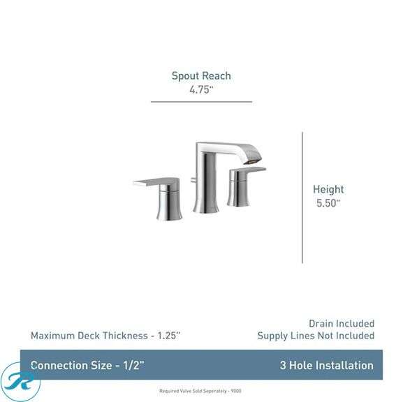 (1) New- Moen Genta LX Matte Black Widespread 2-handle WaterSense Mid-arc Residential Handle Bathroom Sink Faucet with Drain - Roller Auctions