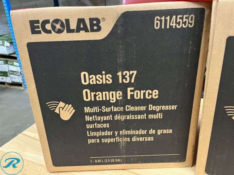 (3) EcoLab Oasis 137 Orange Force Multi-Surface Cleaner/Degreaser, Expired 11/2024 - New - Roller Auctions