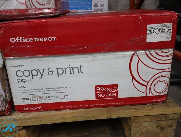 (3) Office Depot Copy & Print Paper, 8.5" x 14", 5000pc, 20lb - New/Damaged Box/Few Damaged - Roller Auctions