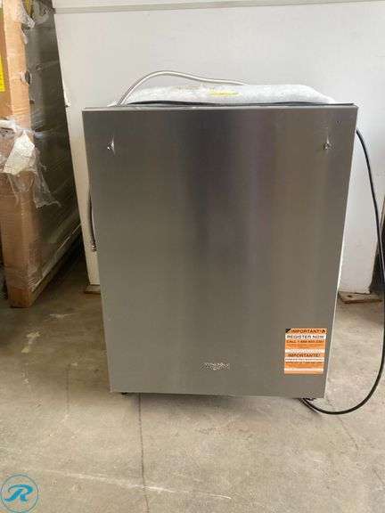 (1) New out of box- Whirlpool Eco Series 24-in Top Control Built-in Dishwasher With Third Rack ( Fingerprint Resistant Stainless Steel ) , 51-Decibel Standard Sound Level - Roller Auctions