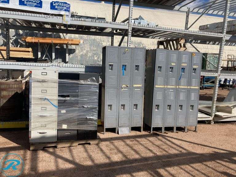 (8) Assorted File Cabinets and lockers 37" x 77" x 18" (file cabs all different sizes (some have dents and minor damage) See Photos) - Roller Auctions