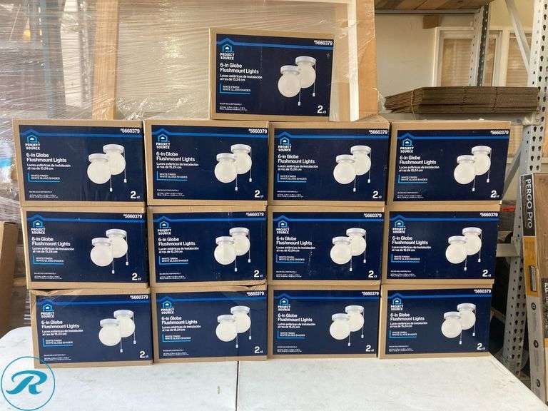 (13) New- Project Source 2 -Light 5.78-in Gloss White Flush Mount Light 2 -Pack - Roller Auctions