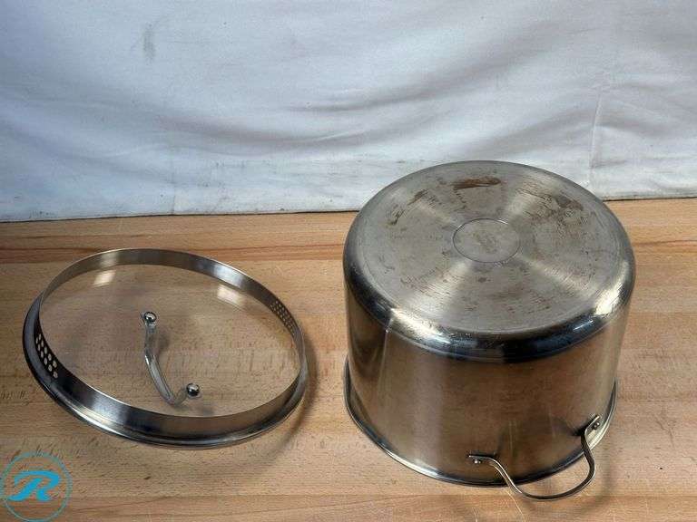 The Original Green Pan: 8qt Stock Pot- Used; The Original Green Pan: 3pc Fry Pan Set- Used; GraniteStone- 2pc Fry Pan Set- Used - Roller Auctions