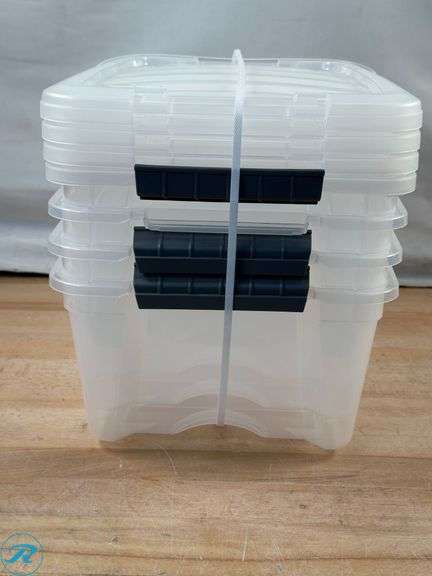 (1) Iris: 44 Qt Storage Container- New/ Cracked; Iris: 12.9 qt Storage Container, 4pk- New/ Missing Handles; (6) Instaview: 45qt Storage Containers- New/ (3) Missing Lids and Damaged Handles - Roller Auctions