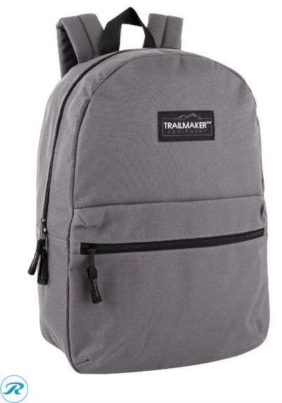 (17) Trail maker: Classic Solid Assorted Color 17 Inch Backpack with Front Zipper, School Supply Kit New - Roller Auctions