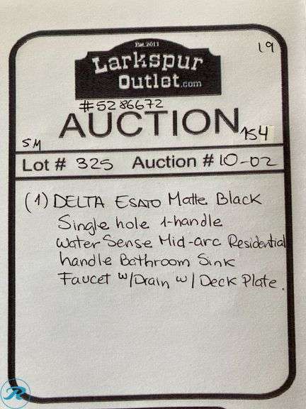 (1) New- Delta Esato Matte Black Single hole 1-handle WaterSense Mid-arc Residential Handle Bathroom Sink Faucet with Drain with Deck Plate - Roller Auctions