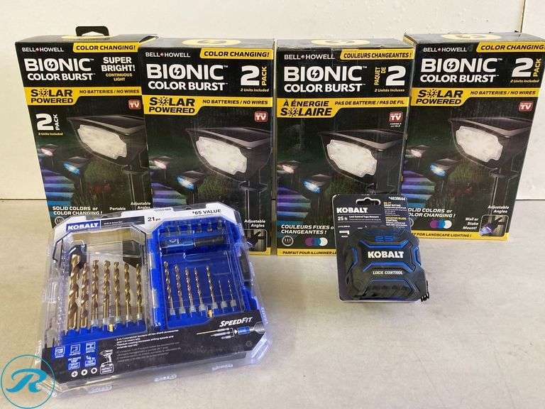 (6) New- Assorted Tools and lightening (drill bit set, tape measure & bionic lightening) - Roller Auctions