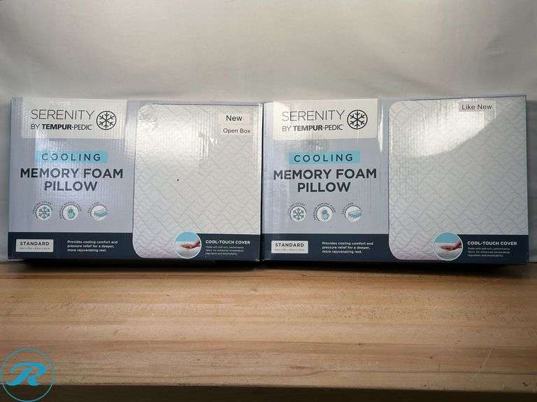 (2) Serenity by Tempur-Pedic Cooling Memory Foam Pillow - Like New - (1) New/ Open Box - Roller Auctions