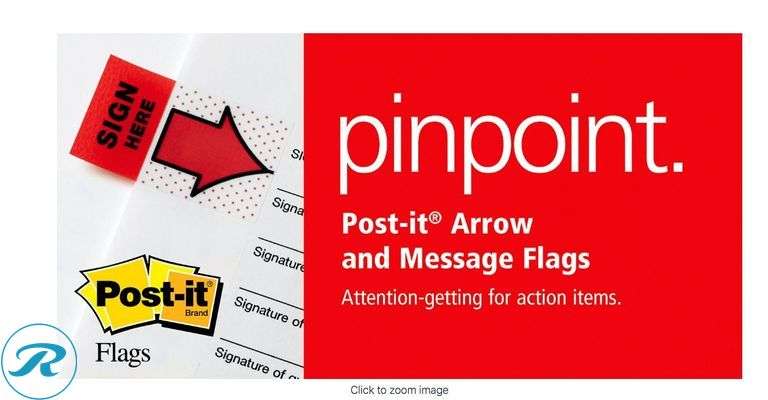 (7) Post-it® Tabs, 1 in. x 1.5 in., 1 Pack, 88 Tabs/Pack, Assorted Colors- New;(5) Post-it: Message Flags, Sign Here, 1 in Wide, Yellow, 100ct- New - Roller Auctions