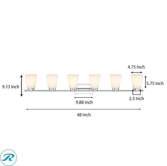 (1) New- ACROMA Hasta 48-in 6 -Light Satin Chrome Modern/contemporary Vanity light - Roller Auctions