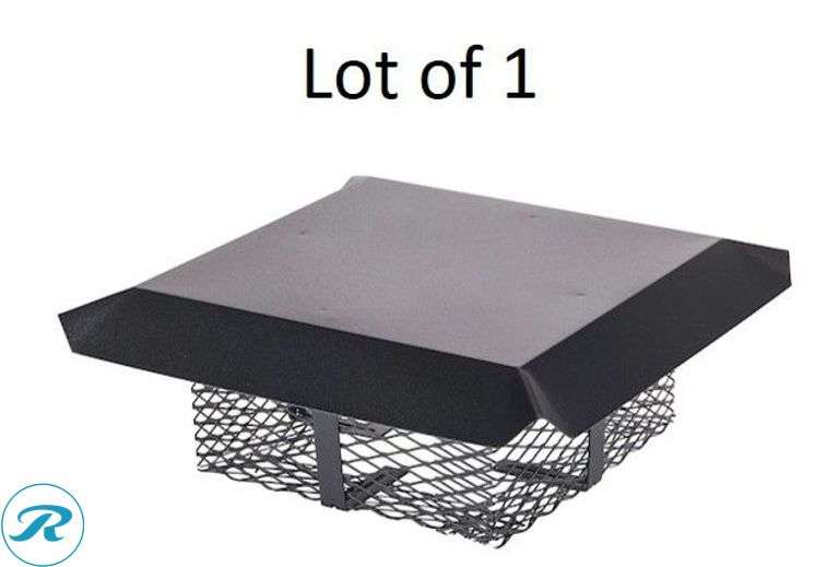 (5) New- (3) Shelter 13-in W x 13-in L Black Galvanized steel Square Chimney Cap (1) Shelter 13.0-in W x 18.0-in L Black Galvanized steel Rectangular Chimney Cap (1) Shelter 13-in W x 13-in L Black Galvanized steel Square Chimney Cap - Roller Auctions