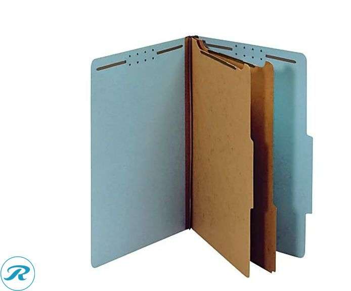 (5) Office Depot® Brand: Classification Folders, 2 Dividers, Legal Size (8-1/2" x 14"), 2-1/2" Expansion, Blue, Box Of 10- New - Roller Auctions