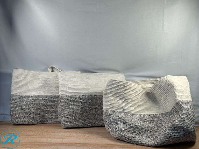 (3) Artesa Rope Basket - Like New - (2) Like New, (1) Used