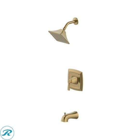(1) New-allen + roth Chesler Brushed Gold 1-handle Single function 3.54-in Square Bathtub and shower Faucet with Valve
