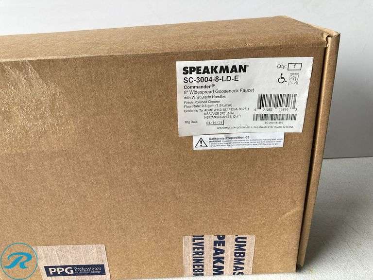 (1) New- Speakman Commander Polished Chrome Widespread 2-handle High-arc Commercial Handle Bathroom Sink Faucet - Roller Auctions