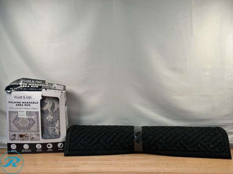 Wyatt & Ash: Washable Indoor Area Rug, Darya 5'3" x 7'5"- Like New; Door Mat- Like New