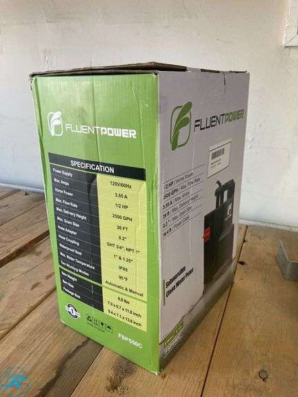 (1) New- FLUENTPOWER 1/2-HP 110 -Volt 41.7-Gallon Plastic Submersible sump pump - Roller Auctions